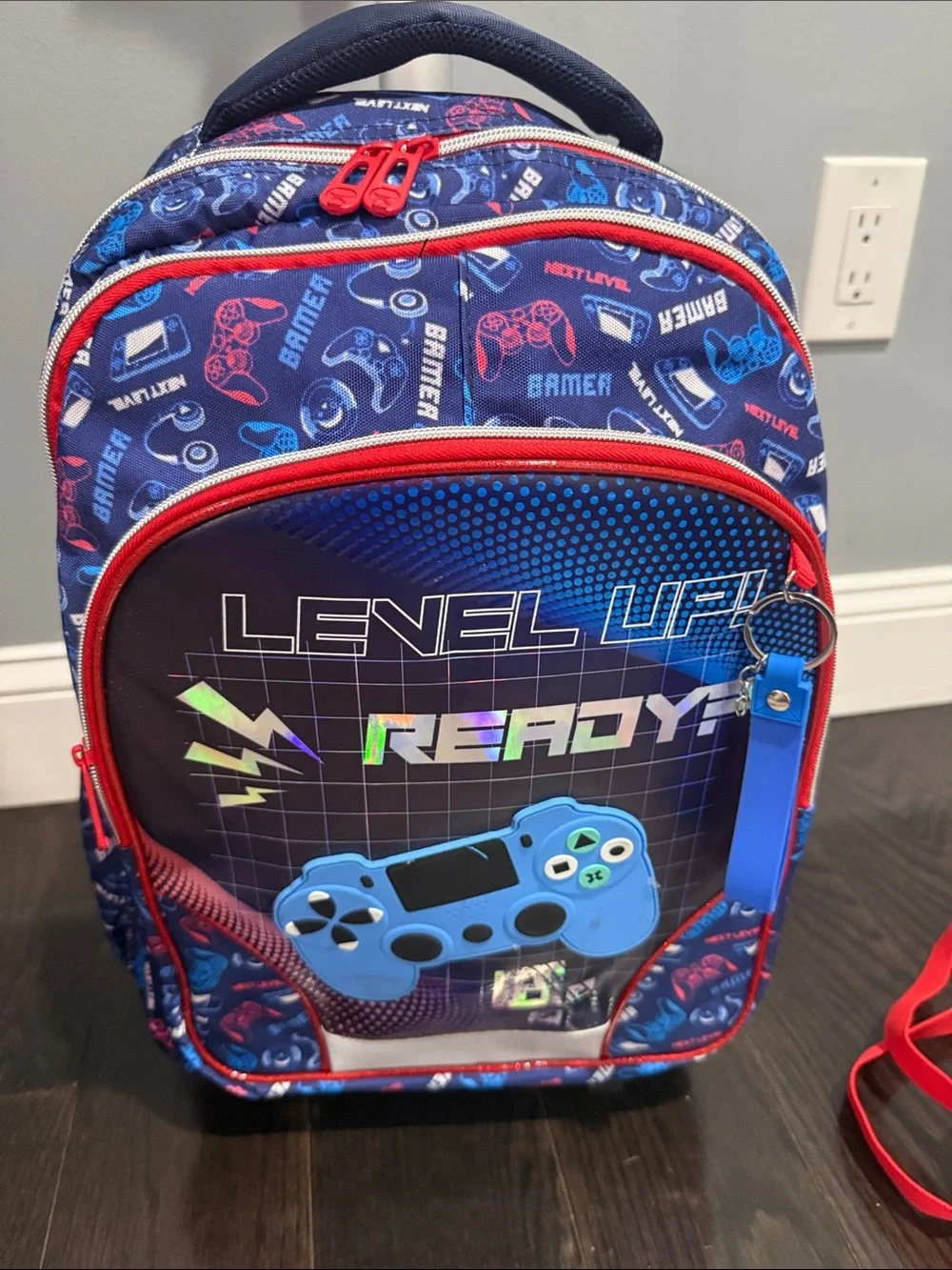 Blue 'Level Up Ready' Rolling Gaming Backpack Set